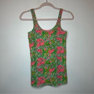 Lilly Pulitzer Tabbie Tank Top XS Resort Colorful Pink Flamingo Paisley
